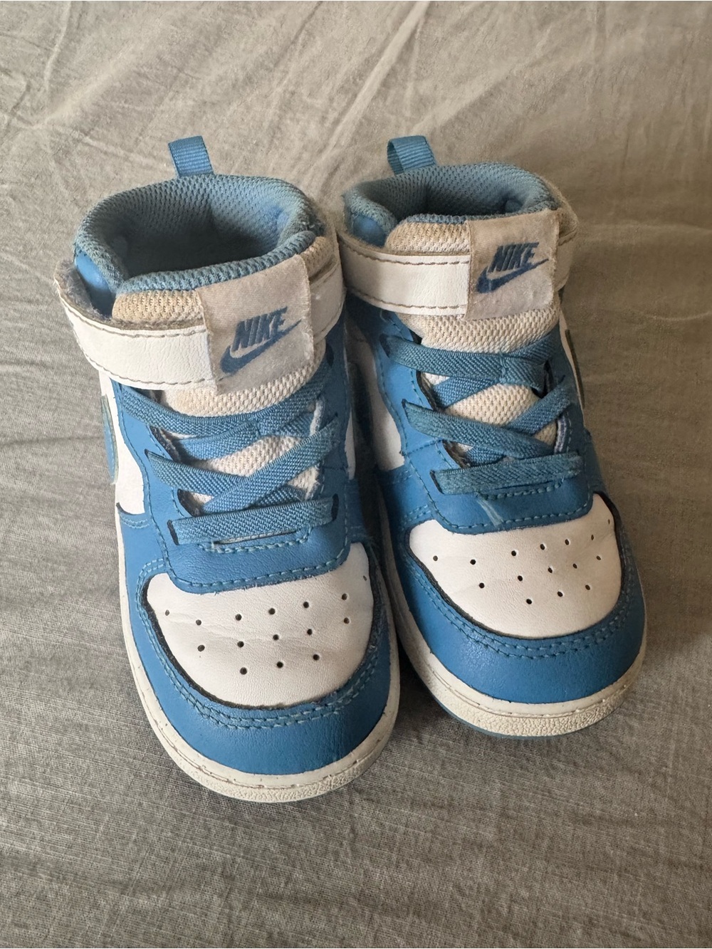 Nike Kids Light Blue and White High-Top Sneakers